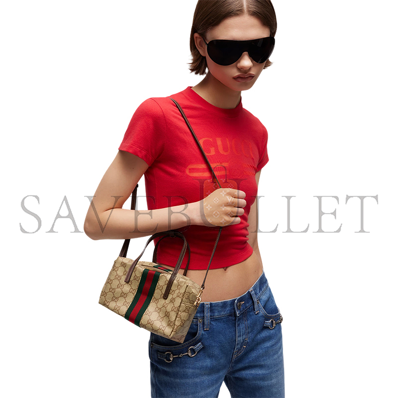 GUCCI MINI BOSTON BAG WITH WEB 876057 (19*11*10cm) GUCCI MINI BOSTON BAG WITH WEB 876057 (19*11*10cm)